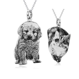 lonago personalized photo necklace 925 sterling silver custom person cat dog picture necklace engraved photo pendant necklace gift for women