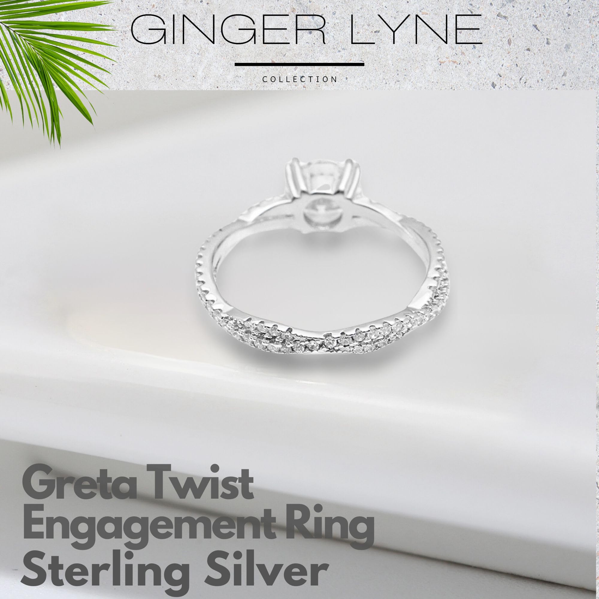 Twist Engagement Ring for Women by Ginger Lyne |1.25 Ct Cubic Zirconia Simulated Diamond Ring | 925 Sterling Silver Wedding Ring for Women | Promise Ring for Her