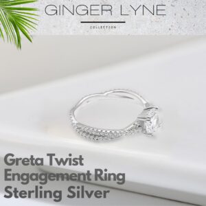 Twist Engagement Ring for Women by Ginger Lyne |1.25 Ct Cubic Zirconia Simulated Diamond Ring | 925 Sterling Silver Wedding Ring for Women | Promise Ring for Her