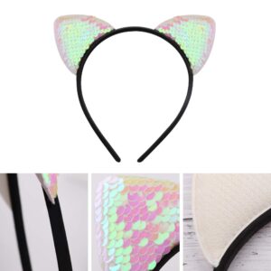 WXJ13 20 Pieces Cat Ears Headbands Reversible sequin headband Cute Cat Headbands