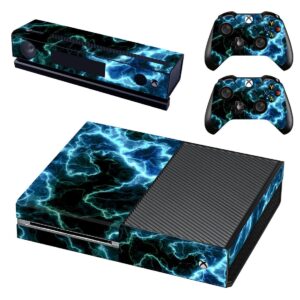 UUShop Protective Vinyl Skin Decal Cover for Microsoft Xbox One Console wrap sticker skins with two Free wireless controller decals Lightnings(NOT for One S or X)