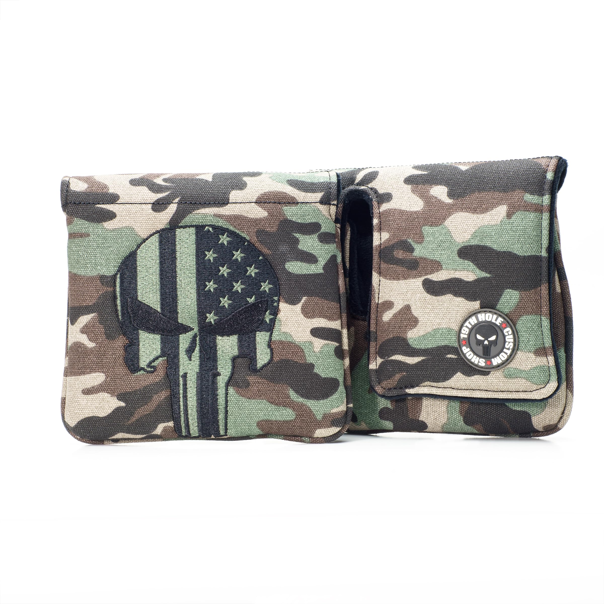 US Flag Punisher Skull Golf High-MOI Mallet Putter Head Cover, Right Hand, Camouflage Canvas