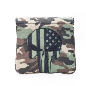 US Flag Punisher Skull Golf High-MOI Mallet Putter Head Cover, Right Hand, Camouflage Canvas