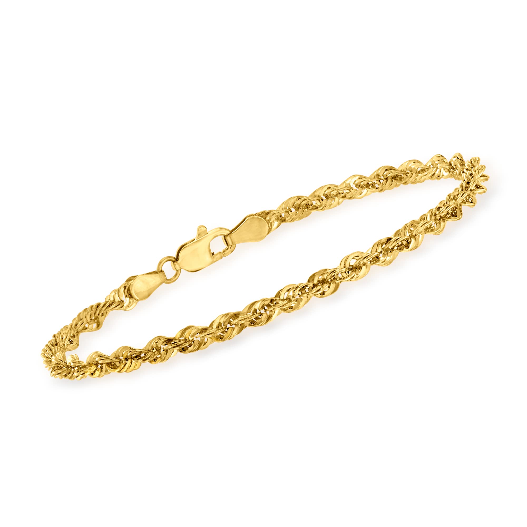 Ross-Simons 3.2mm 14kt Yellow Gold Rope-Chain Bracelet. 7 inches