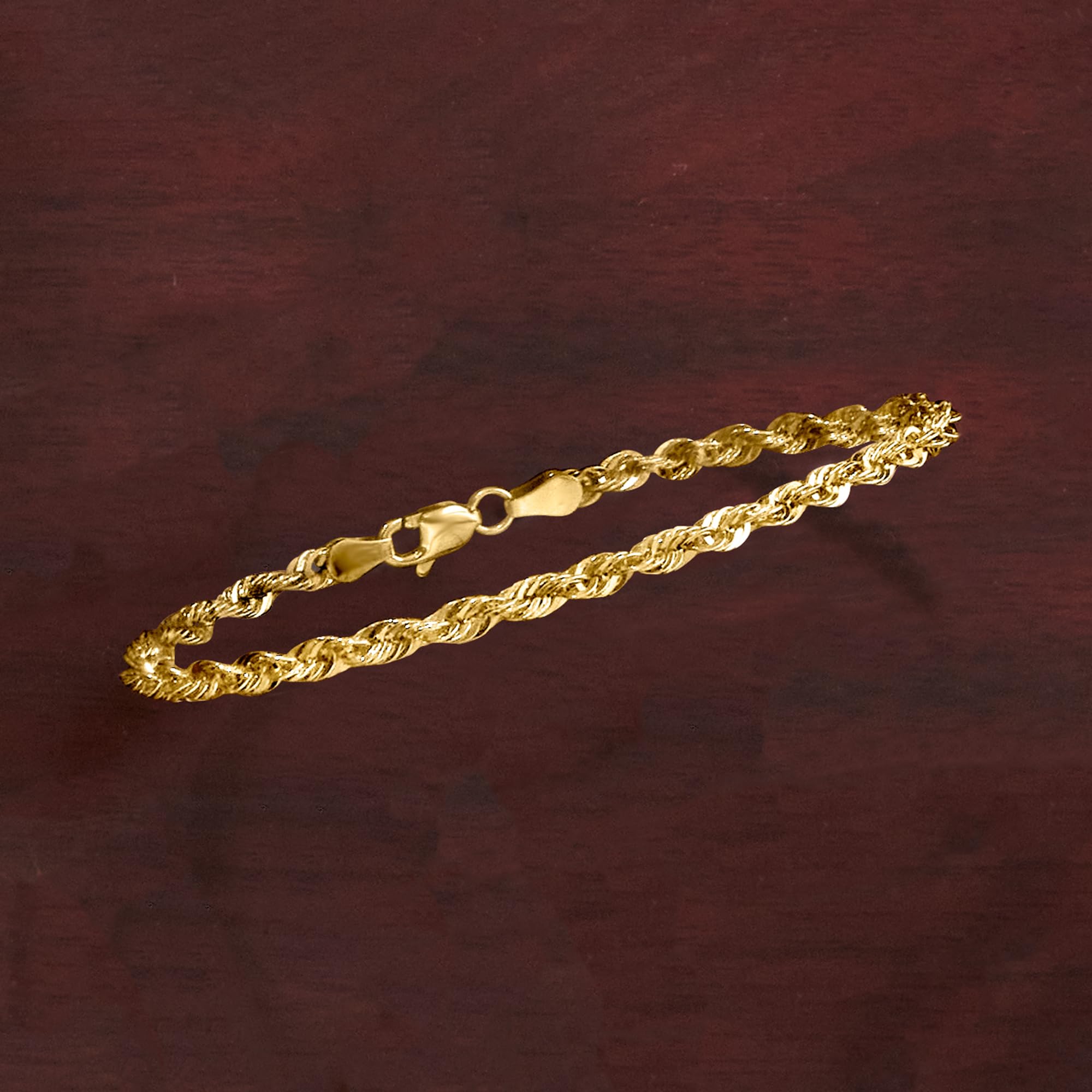 Ross-Simons 3.2mm 14kt Yellow Gold Rope-Chain Bracelet. 7 inches