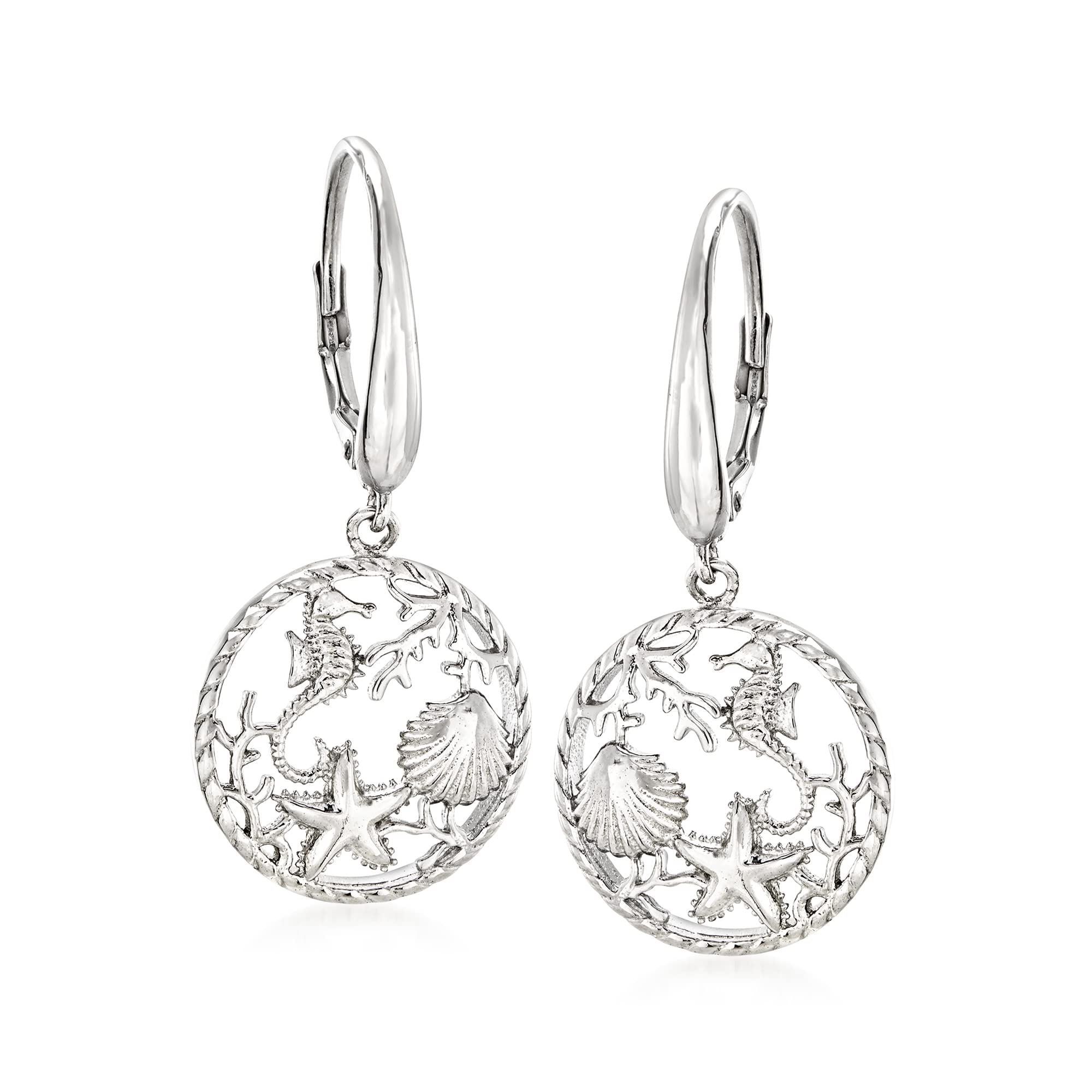 Ross-Simons Sterling Silver Sea Life Drop Earrings