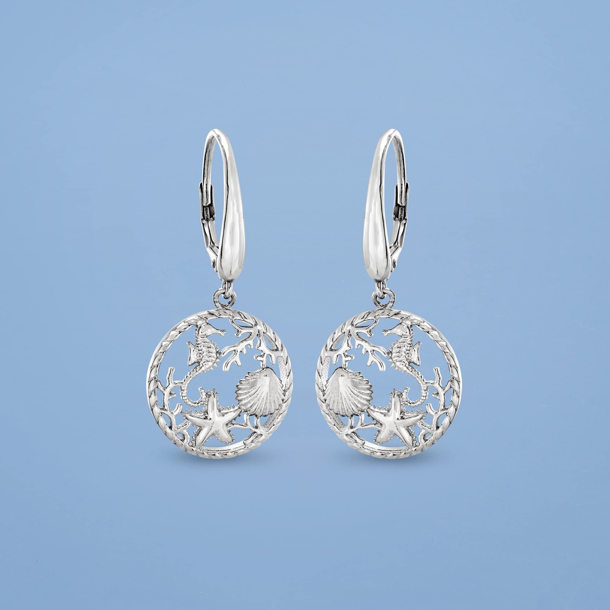 Ross-Simons Sterling Silver Sea Life Drop Earrings