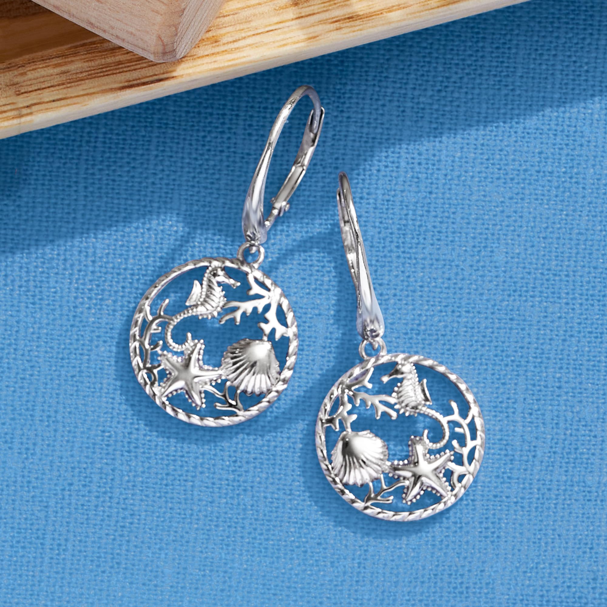 Ross-Simons Sterling Silver Sea Life Drop Earrings