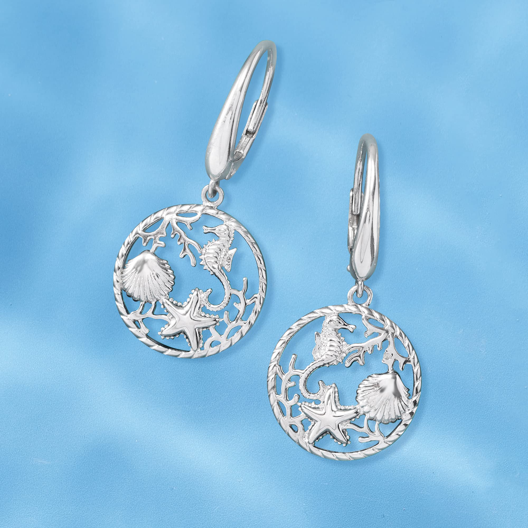 Ross-Simons Sterling Silver Sea Life Drop Earrings