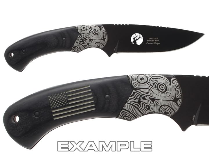 Elk Ridge 8.3" Pakkawood Handle Fixed Stainless Steel Blade Hunting Knife ER-200-09BK Laser Engraved by NDZ Performance - Texas State Border Outline Flag