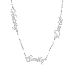 LONAGO Personalized Name Necklace Custom Name Plate Necklace - One, Two,Three or More Names Necklace for Women