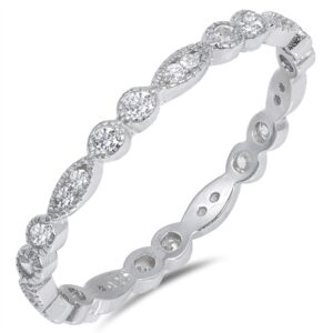 eternity stackable clear cz wedding ring new 925 sterling silver band size 11