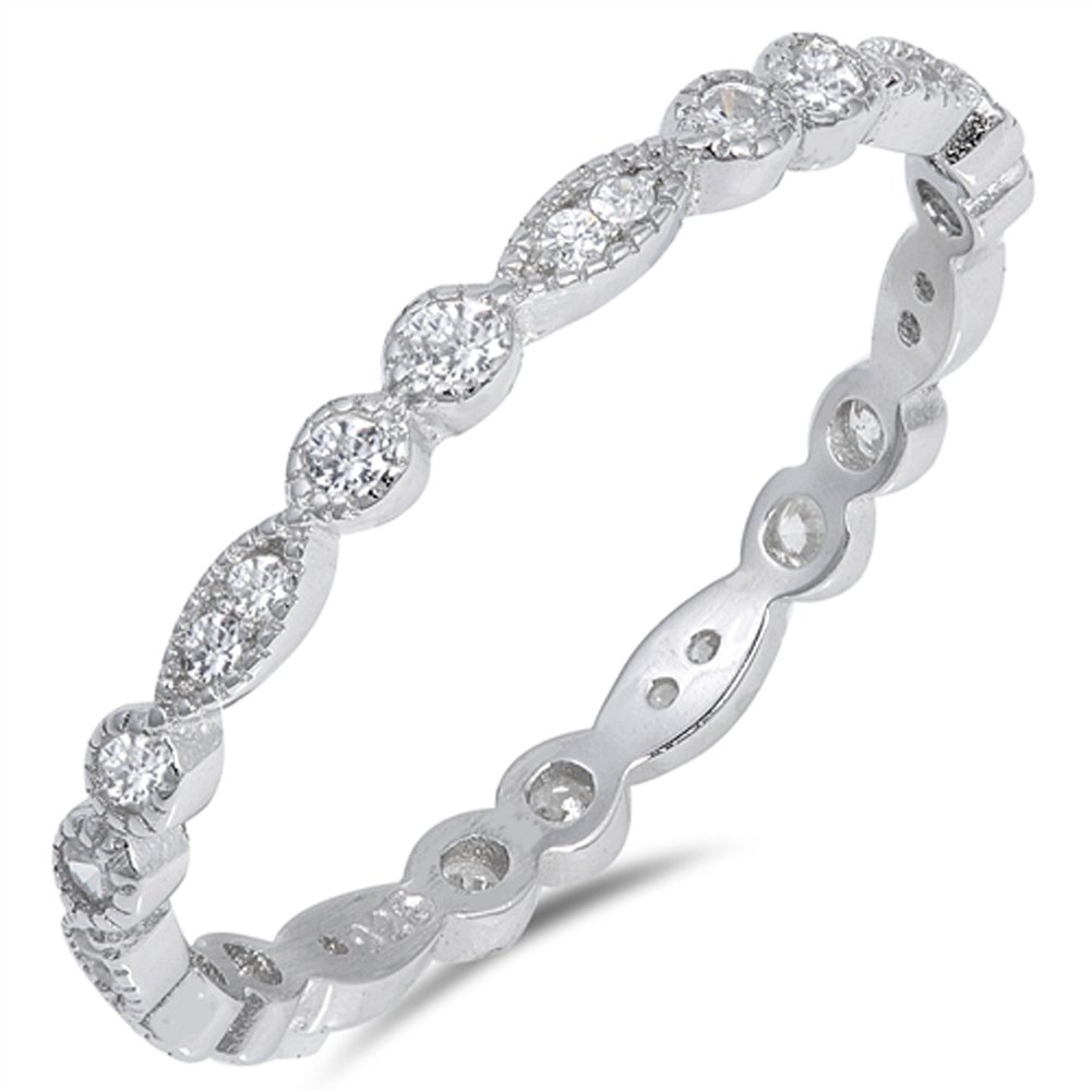 Eternity Stackable Clear CZ Wedding Ring New 925 Sterling Silver Band Size 11