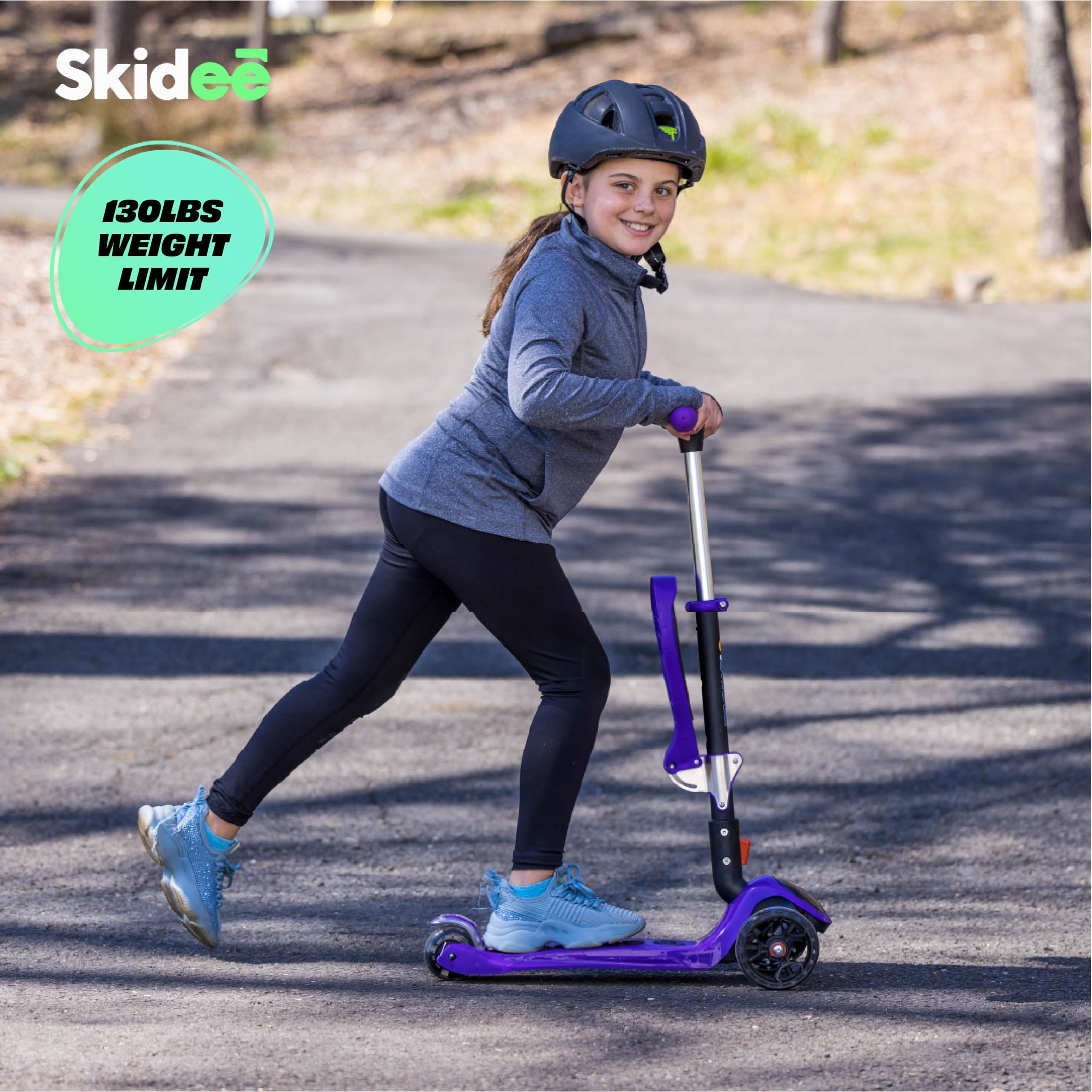 Kick Scooters for Kids Ages 3-5 (Suitable for 2-12 Year Old) Adjustable Height Foldable Scooter Removable Seat, 3 LED Light Wheels, Rear Brake, Wide Standing Board, Outdoor Activities for Boys/Girls