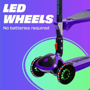 Kick Scooters for Kids Ages 3-5 (Suitable for 2-12 Year Old) Adjustable Height Foldable Scooter Removable Seat, 3 LED Light Wheels, Rear Brake, Wide Standing Board, Outdoor Activities for Boys/Girls