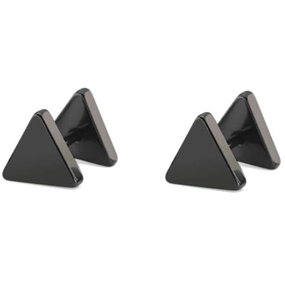 Stainless Steel Geometric Shape Classical Simple Plain Stud Earrings (Black Triangle)