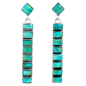 Turquoise Earrings 925 Sterling Silver & Genuine Turquoise (Choose Color)