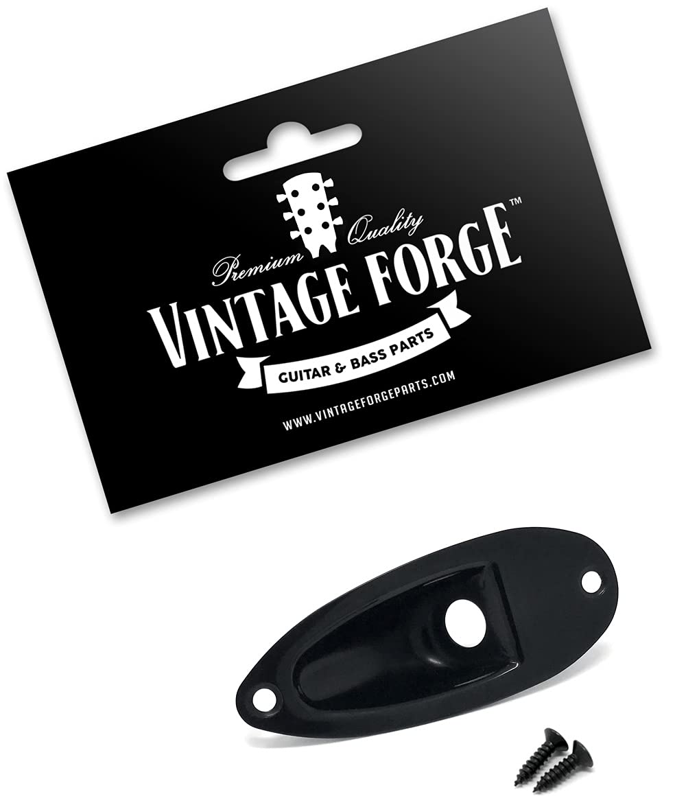 Vintage Forge Black Jack Plate for Fender Stratocaster Strat Guitar Recessed Output Jackplate JP110-BLK