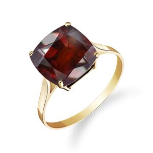 Galaxy Gold GG 14k Solid Yellow Gold Ring with Natural Checkerboard Cut Garnet - Size 7.0