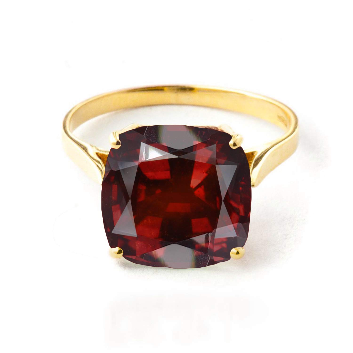 Galaxy Gold GG 14k Solid Yellow Gold Ring with Natural Checkerboard Cut Garnet - Size 7.0