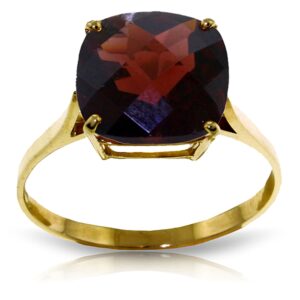 Galaxy Gold GG 14k Solid Yellow Gold Ring with Natural Checkerboard Cut Garnet - Size 7.0