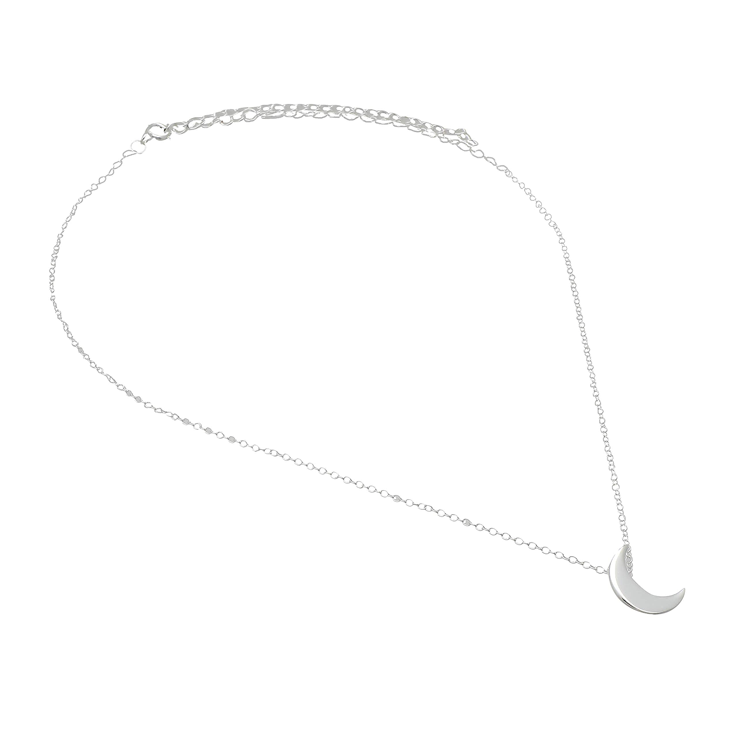 Silver Crescent Moon Choker - 925 Sterling Silver Necklace - Short Necklace - Silver Choker Necklace - Dainty necklace - Moon Necklace - Tiny Moon Necklace - Waning Moon - Waxing Moon