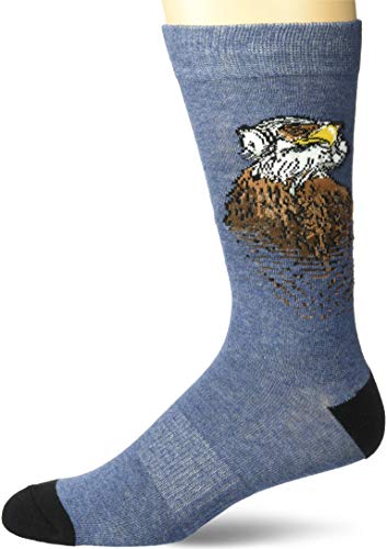 K. Bell Men's Pop Culture Slapstick Fun Novelty Crew Socks, Blue (Eagle Eye), Shoe Size: 6-12