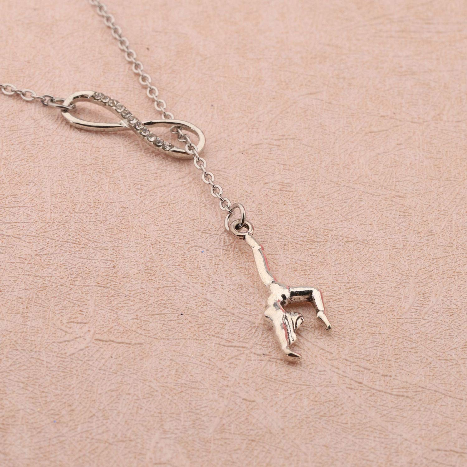 FUSTMW Gymnast Gift Gymnastics Y Necklace Infinity Love Charm Gymnast Jewelry Gymnastics Class Gift for Women