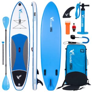 Freein SUP Inflatable Stand Up Paddle Board with Kayak Seat,Paddle Boards for Adults, Accessories sup Pump Adaptor,sup Kayak Paddle（White,10'6"