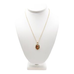 LESLIE BOULES St Michael The Archangel Pendant Necklace 18K Gold Plated Chain 18 Inches Length