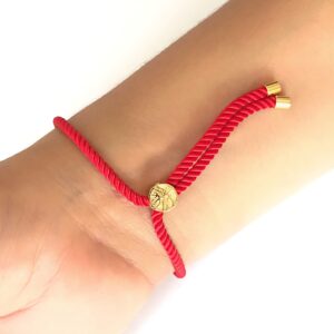 LESLIE BOULES Multicolored Evil Eye Beads Red Bracelet for Women Protection Jewelry