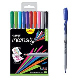 bic intensity fineliner marker pen, medium point (1.0mm), assorted colors, 10-count