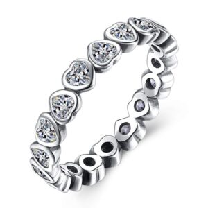 ginger lyne collection jana hearts solid sterling silver cz eternity wedding bridal band ring size 6