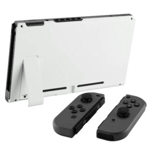 eXtremeRate White Console Back Plate for Nintendo Switch, DIY Replacement Housing Shell Case for Nintendo Switch Console with Kickstand [Only The Backplate, NOT The Console]