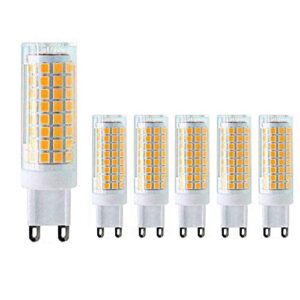 g9 led bulb 10w dimmable led corn light bulbs(6 pack)- g9 light bulbs 100w g9 halogen bulbs equivalent 3000k warm white ceramic g9 led bulbs for home lighting, ceiling fan, ac120v