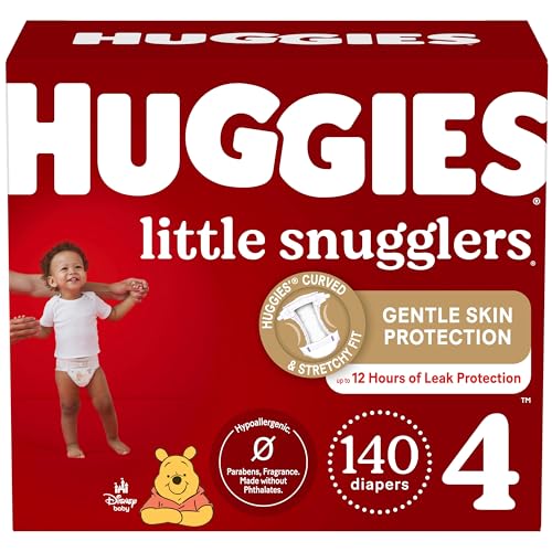 Huggies Size 4 Diapers, Little Snugglers Baby Diapers, Size 4 (22-37 lbs), 70 Count (Pack of 2)