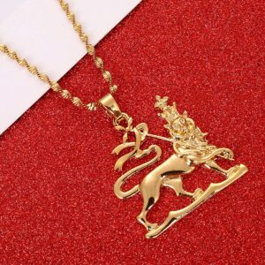 BR Gold Jewelry Ethiopian Lion Pendant Necklaces Chain Women Africa Ethiopia Lion Necklace