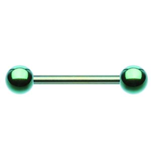 colorline pvd basic steel nipple barbell (14ga, length: 19mm, ball size: 5mm, green)