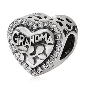 CZVIVIRY Love Grandma Charm 925 Sterling Silver Heart Beads fit Woman Charm Bracelets