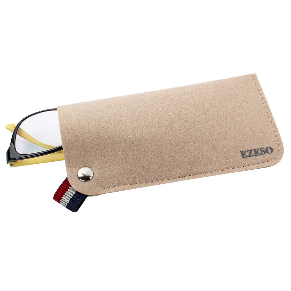 EZESO ESSENTIAL SKINCARE 3 Pack Eyeglass Cases - Soft Felt Slip-in Pouch Case - Glasses Storage Case Makeup Pouch