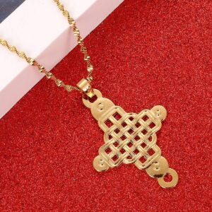 BR Gold Jewelry Ethiopian Coptic Cross Pendant African Abyssinian Ethiopia Cross Orthodox Christian