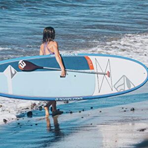 Boardworks Sōlr | Recreational Stand Up Paddleboard | X-Shot Epoxy Hardboard with Paddle | 10' 6",Blue/White/Grey