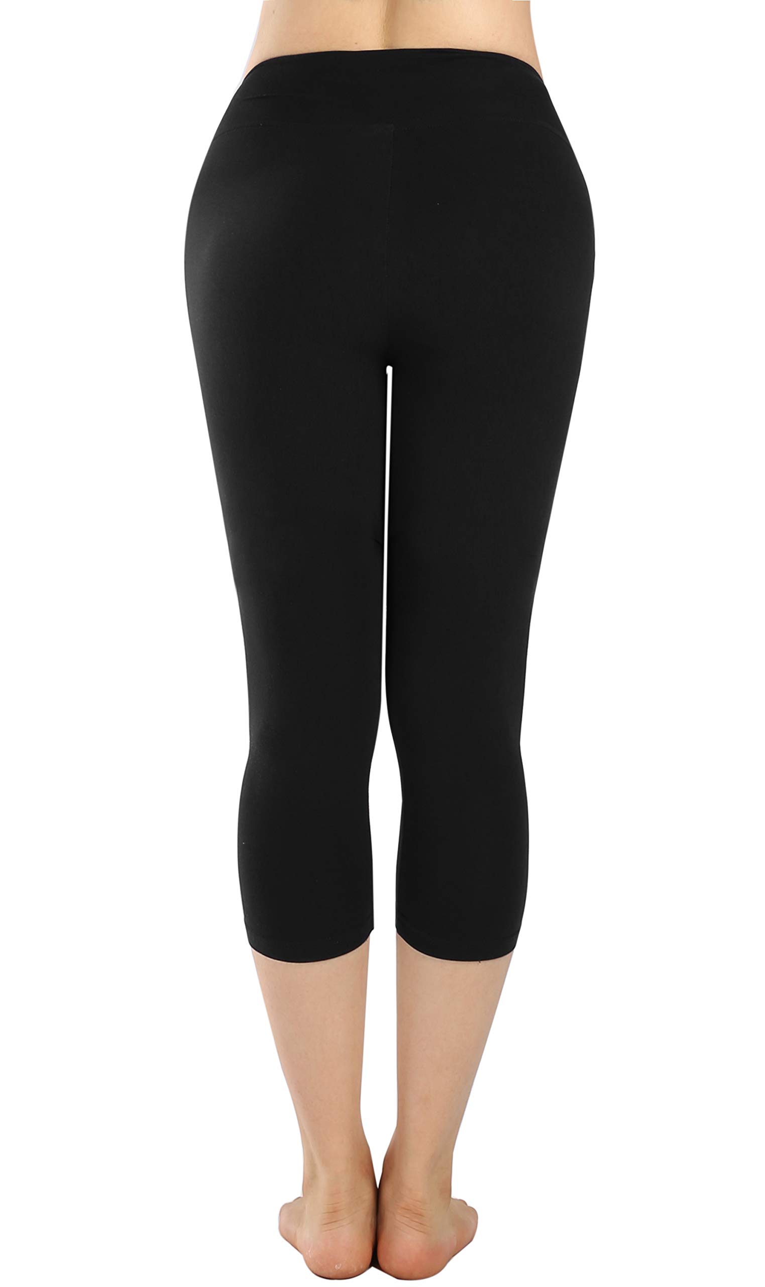 Neonysweets Womens Capris Active Running Workout Yoga Pants (Large, Black)