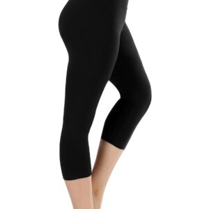 Neonysweets Womens Capris Active Running Workout Yoga Pants (Large, Black)