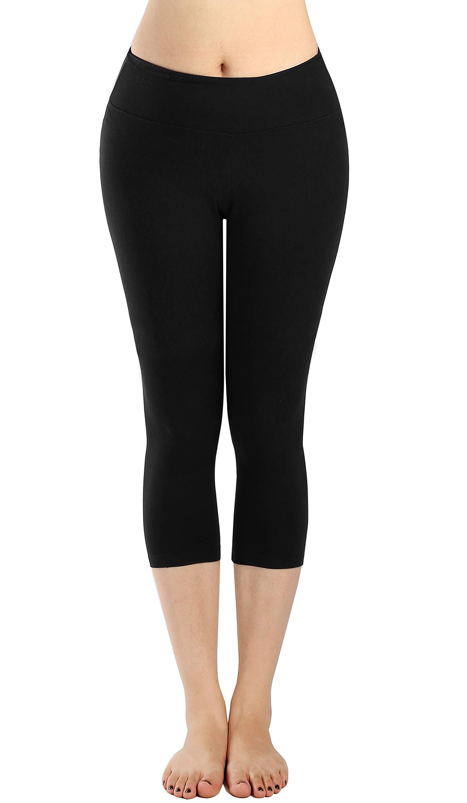 Neonysweets Womens Capris Active Running Workout Yoga Pants (Large, Black)