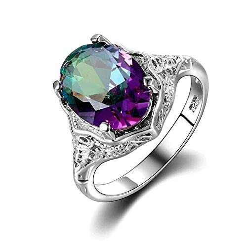 Genuine Rainbow Fire Mystic Topaz Ring Solid 925 Sterling Silver (7)