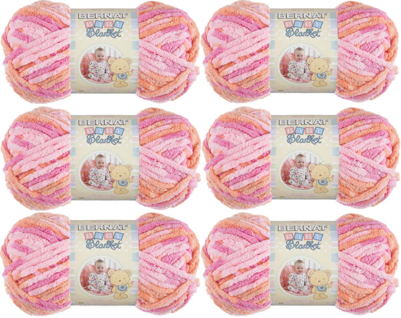 Bernat Baby Blanket Yarn-6/Pk-Peachy, 6/Pk, Peachy 6 Pack