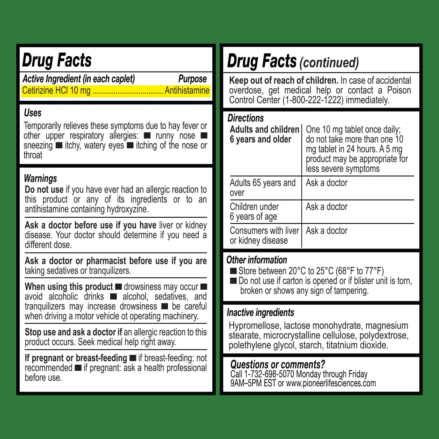 GenCare - Cetirizine HCL 10 mg (200 Caplets) - 24 Hour Allergy Relief Pills - Non Drowsy Generic OTC Allergy Medication - Antihistamine Medicine for Sneezing, Runny Nose & Itchy Eyes - Generic Zyrtec