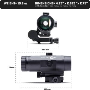 Tacticon Falcon V1 3X Red Dot Magnifier | Disabled Combat Veteran Owned Company | Flip to Side Mount for Picatinny Rail and 2.5 inches of Eye Relief | Cross Compatible with Red Dot Sights Accessories