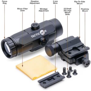 Tacticon Falcon V1 3X Red Dot Magnifier | Disabled Combat Veteran Owned Company | Flip to Side Mount for Picatinny Rail and 2.5 inches of Eye Relief | Cross Compatible with Red Dot Sights Accessories